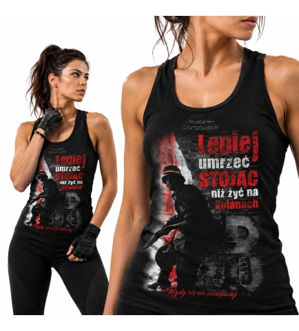 Damski tank-top LEPIEJ UMRZEĆ STOJĄC